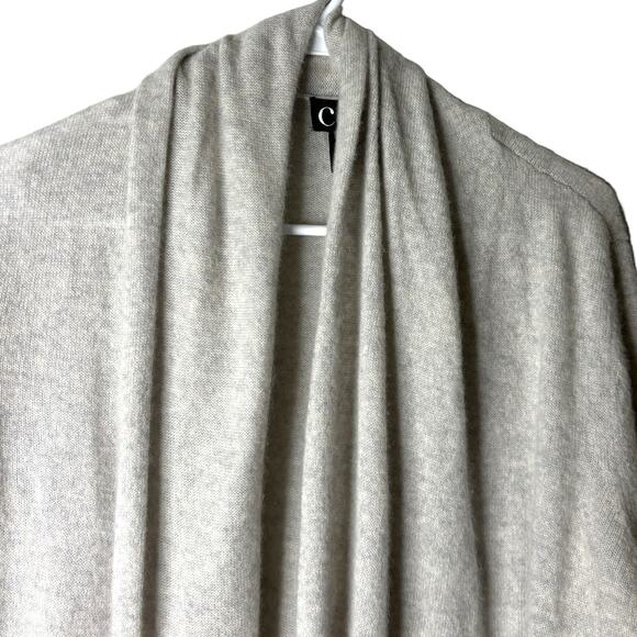 C by Bloomingdale’s Cashmere Open Front Cardigan Women’s Large Oatmeal Cream - Picture 5 of 11